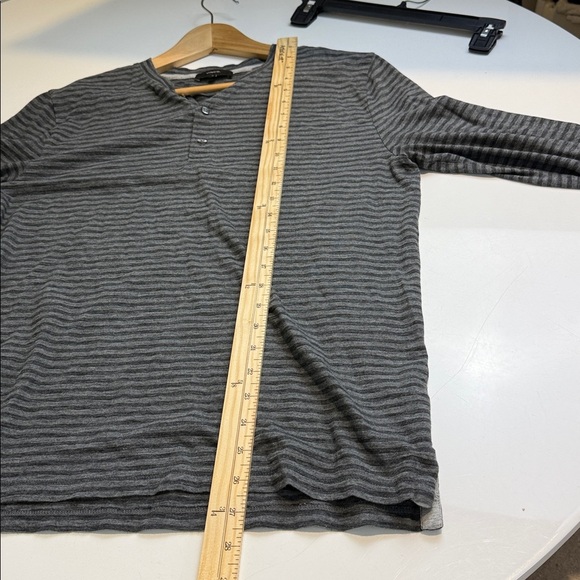 Vince Charcoal and Light Gray Striped Pima Cotton Henley Size Medium - Picture 5 of 7